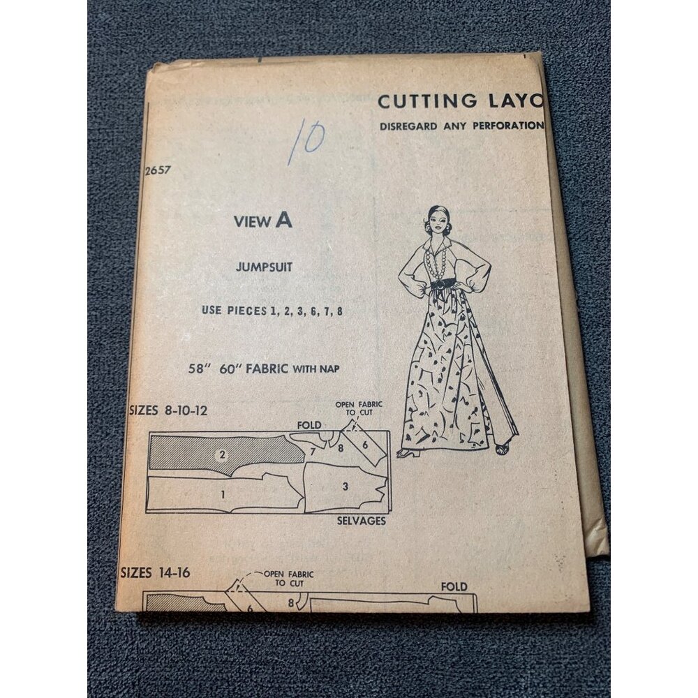 McCalls 2657 Vintage Jumpsuit Sewing Pattern Size 10  1970s